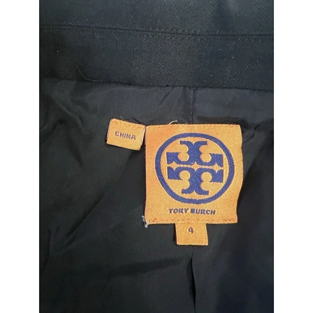 Tory Burch Black Wool Blend Blazer Small Sz 4 Office Siren Designer Chic